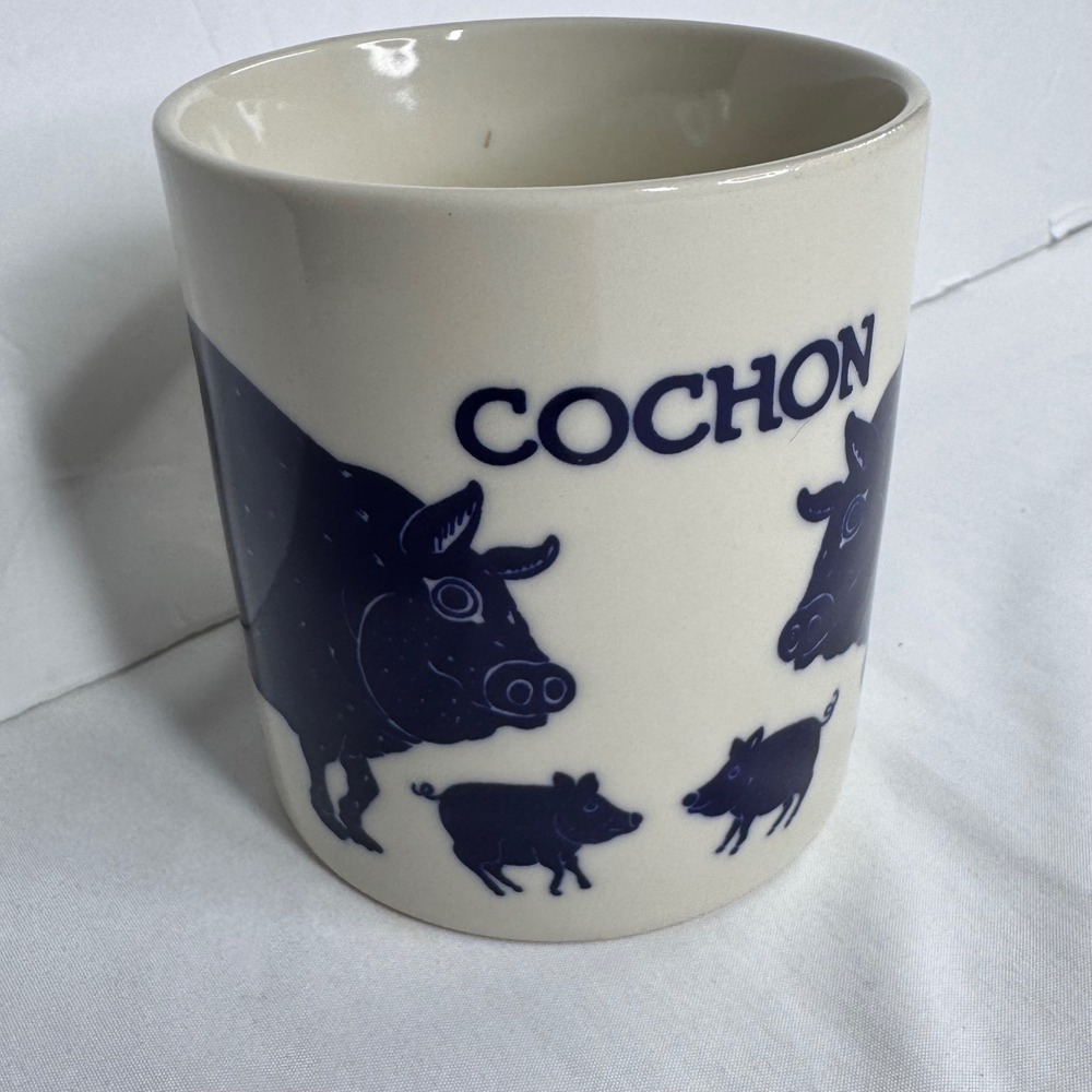 Taylor & Ng Cochon Mug Blue Pig 1979 Vintage Farmhouse Ceramic Retro Japan